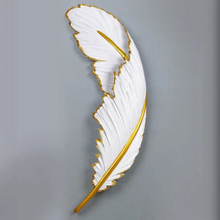 Elegant Gold and White Feather Design Wall Sconce Zawala Image - 10