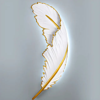 Elegant Gold and White Feather Design Wall Sconce Zawala Image - 11