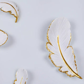 Elegant Gold and White Feather Design Wall Sconce Zawala Image - 14