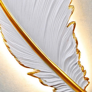 Elegant Gold and White Feather Design Wall Sconce Zawala Image - 17