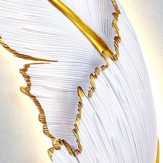 Elegant Gold and White Feather Design Wall Sconce Zawala Image - 18
