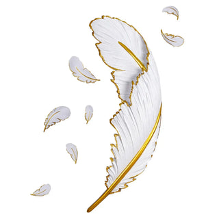 Elegant Gold and White Feather Design Wall Sconce Zawala Image - 5