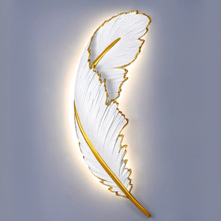 Elegant Gold and White Feather Design Wall Sconce Zawala Image - 8