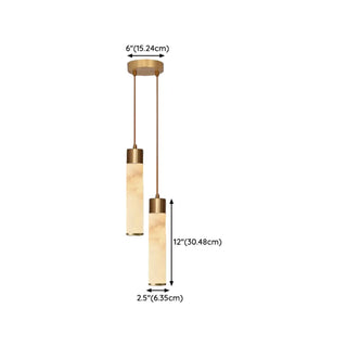 ZOWALA - Modern Bedroom Marble Stone Cylinder Pendant Light Image - 15