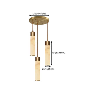 ZOWALA - Modern Bedroom Marble Stone Cylinder Pendant Light Image - 16
