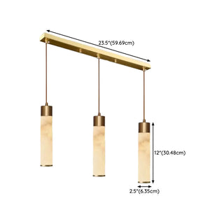 ZOWALA - Modern Bedroom Marble Stone Cylinder Pendant Light Image - 17