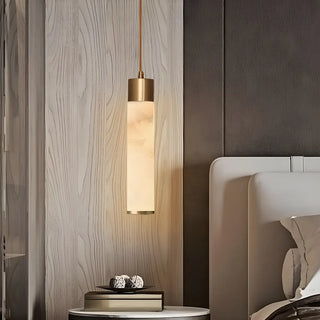 ZOWALA - Modern Bedroom Marble Stone Cylinder Pendant Light Image - 3