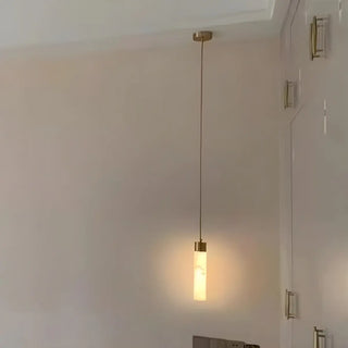 ZOWALA - Modern Bedroom Marble Stone Cylinder Pendant Light Image - 5