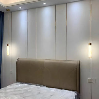 ZOWALA - Modern Bedroom Marble Stone Cylinder Pendant Light Image - 6