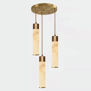 ZOWALA - Modern Bedroom Marble Stone Cylinder Pendant Light Image - 9