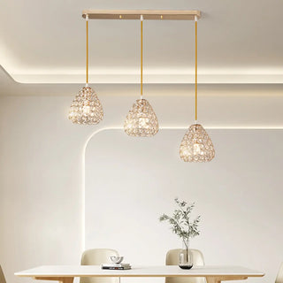 ZOWALA - 3-Light Modern Crystal Cone Adjustable Island Light Image - 1