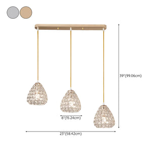 ZOWALA - 3-Light Modern Crystal Cone Adjustable Island Light #size