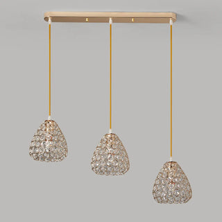 ZOWALA - 3-Light Modern Crystal Cone Adjustable Island Light Image - 7