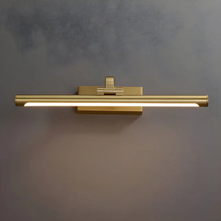 Simple Golden Straight Modern Brass LED Vanity Light Image - 2
