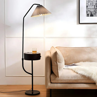 ZOWALA - Contemporary Gray Cone Metal Floor Lamp with Storage Image - 1