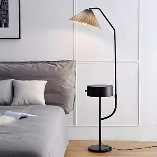 ZOWALA - Contemporary Gray Cone Metal Floor Lamp with Storage Image - 2