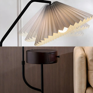 ZOWALA - Contemporary Gray Cone Metal Floor Lamp with Storage Image - 3