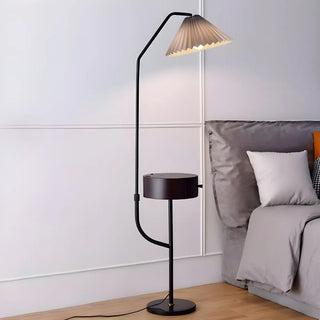 ZOWALA - Contemporary Gray Cone Metal Floor Lamp with Storage Image - 5