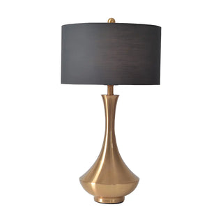 Modern Drum Fabric Shade Metal Vase Base Table Lamp Zawala Image - 10