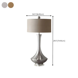Modern Drum Fabric Shade Metal Vase Base Table Lamp Zawala Image - 12