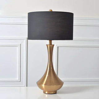 Modern Drum Fabric Shade Metal Vase Base Table Lamp Zawala Image - 5