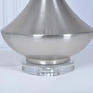 Modern Drum Fabric Shade Metal Vase Base Table Lamp Zawala Image - 7