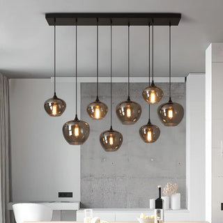 ZOWALA - Industrial Geometric Glass Black Island Pendant Light Image - 1