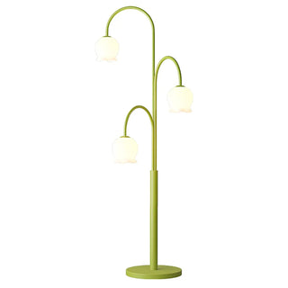 3-Light Green Floral Glass Contemporary Floor Lamp Zawala Image - 11