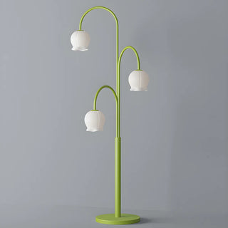 3-Light Green Floral Glass Contemporary Floor Lamp Zawala Image - 7