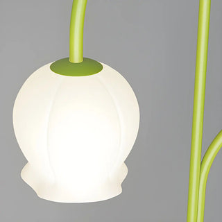 3-Light Green Floral Glass Contemporary Floor Lamp Zawala Image - 8