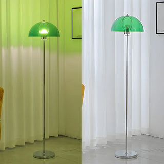 ZOWALA - Modern Green Acrylic Dome Chrome Floor Lamp Image - 16