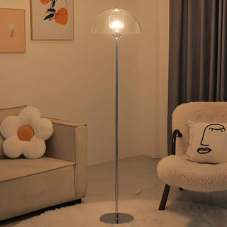 ZOWALA - Modern Green Acrylic Dome Chrome Floor Lamp Image - 4