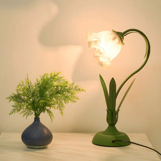 Bedroom Elegant Green Tulip Flower Glass Table Lamp Zawala Image - 1