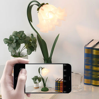 Bedroom Elegant Green Tulip Flower Glass Table Lamp Zawala Image - 16