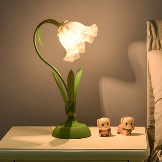 Bedroom Elegant Green Tulip Flower Glass Table Lamp Zawala Image - 2