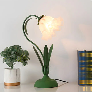 Bedroom Elegant Green Tulip Flower Glass Table Lamp Zawala Image - 3