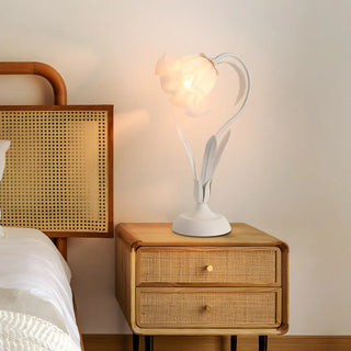 Bedroom Elegant Green Tulip Flower Glass Table Lamp Zawala Image - 5