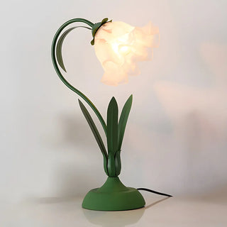 Bedroom Elegant Green Tulip Flower Glass Table Lamp Zawala Image - 6