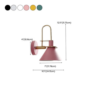 Industrial Black Cone Bedside Metal Wall Sconce Zawala #size