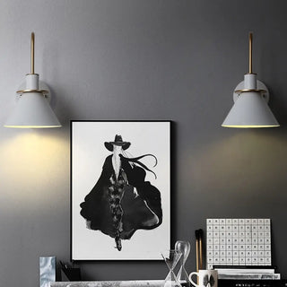 Industrial Black Cone Bedside Metal Wall Sconce Zawala Image - 2