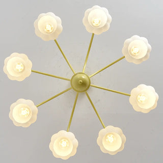 ZOWALA - Modern Green Down White Flower 6-Light Chandelier Image - 16