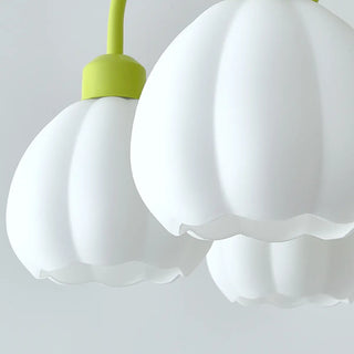 ZOWALA - Modern Green Down White Flower 6-Light Chandelier Image - 19