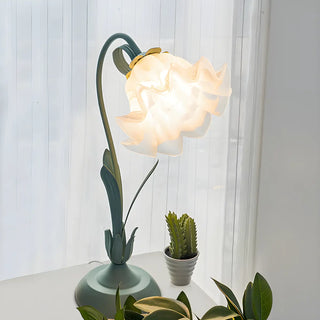 Elegant Bionic Flower Clear Bell Glass Shade Table Lamp Zawala Image - 1