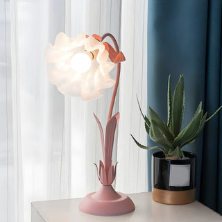 Elegant Bionic Flower Clear Bell Glass Shade Table Lamp Zawala Image - 2