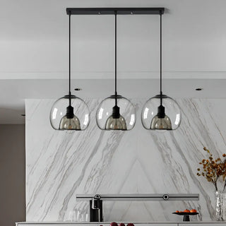 ZOWALA - Modern Grey 3-Light Glass Dome Island Light Image - 1