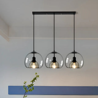 ZOWALA - Modern Grey 3-Light Glass Dome Island Light Image - 2
