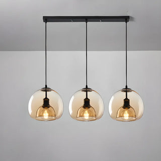 ZOWALA - Modern Grey 3-Light Glass Dome Island Light Image - 3