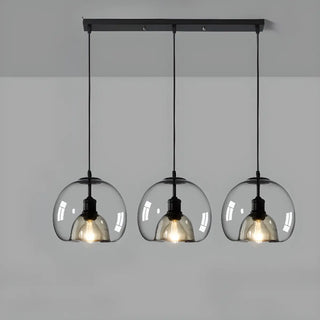 ZOWALA - Modern Grey 3-Light Glass Dome Island Light Image - 7