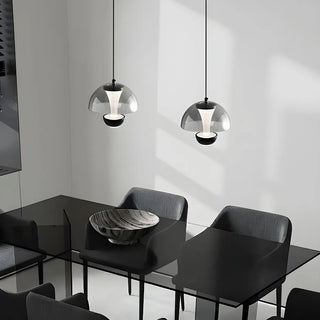 ZOWALA - Unique Dining Room Black Glass Chrome Dome Pendant Ligh Image - 1