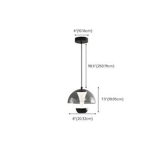ZOWALA - Unique Dining Room Black Glass Chrome Dome Pendant Ligh #size